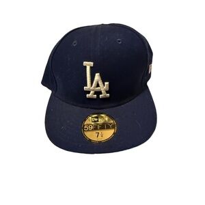 New Era Fitted Cap‎ 59FIFTY Size 7 1/4 Navy LA Dodgers Official MLB Fanwear